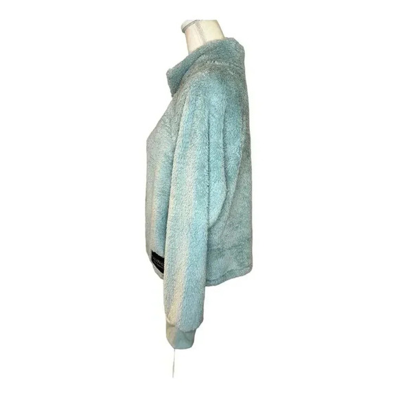 NEW‎ Calvin Klein Women's XL Blue Performance Fleece 1/4 Zip Cropped Sweatshirt - Picture 2 of 8